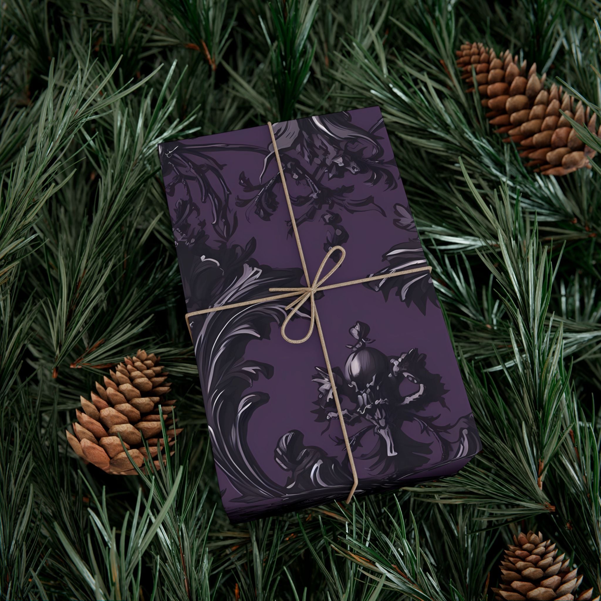 Purple Gothic Damask Gift Wrap | Victorian-Inspired Elegant Wrapping Paper