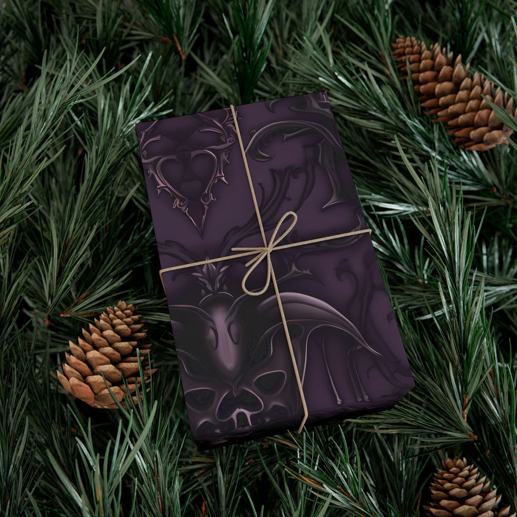 Dark Purple Baroque Pattern Gift Wrap Paper | Wrapping Paper Roll