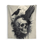 Occult Skull Moon Wall Tapestry for Gothic Rooms