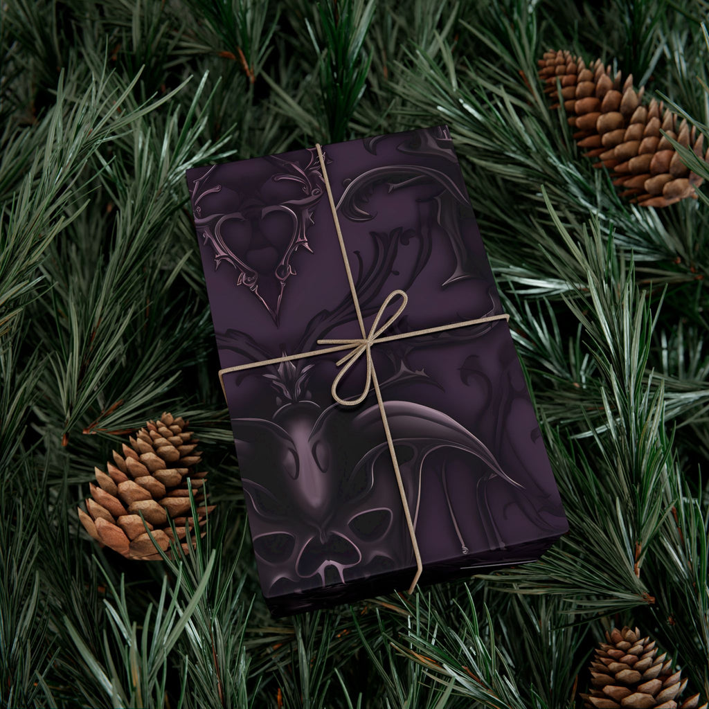 Dark Purple Baroque Pattern Gift Wrap Paper | Wrapping Paper Roll