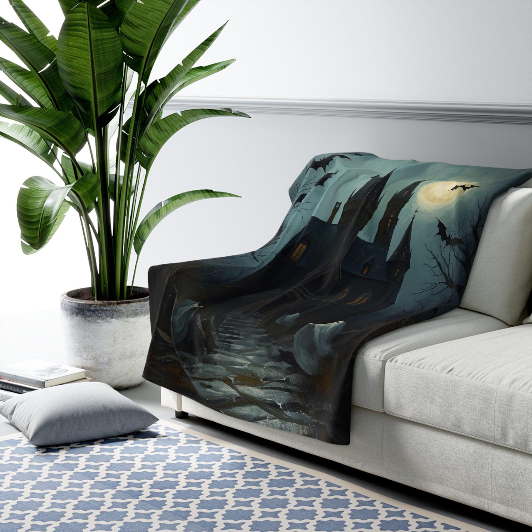 🖤 Sherpa Fleece Blanket — Gothic Cozy Throw | Ultra-Soft Plush Blanket for Bedroom & Living Room | Images