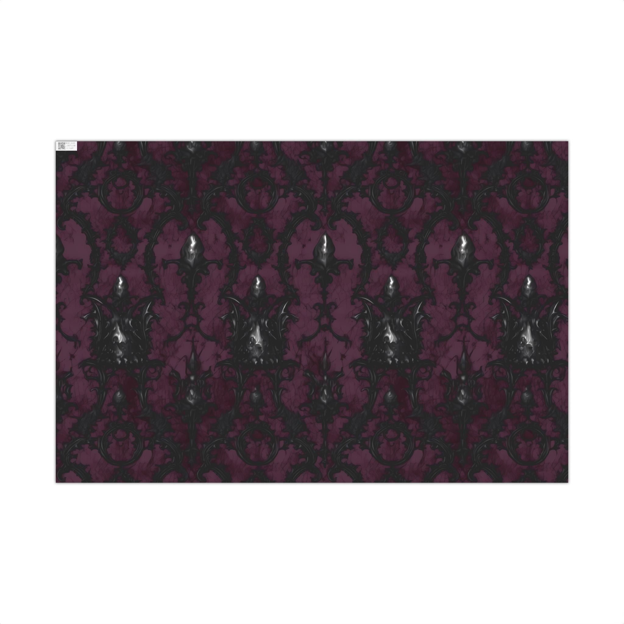 Gothic Damask Gift Wrap Paper | Dark Plum Black Wrapping Paper