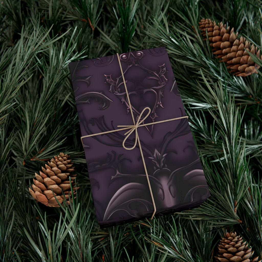 Dark Purple Baroque Pattern Gift Wrap Paper | Wrapping Paper Roll