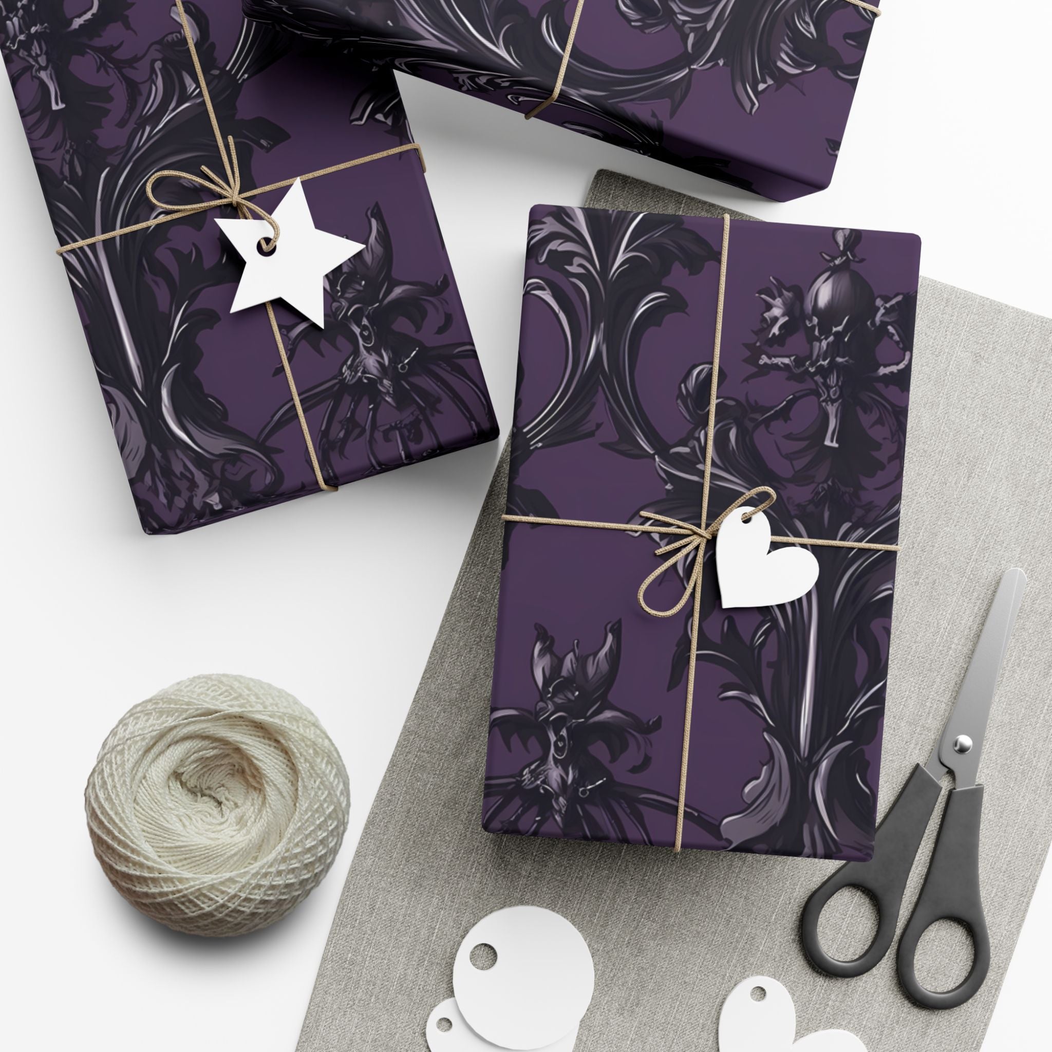 Purple Gothic Damask Gift Wrap | Victorian-Inspired Elegant Wrapping Paper