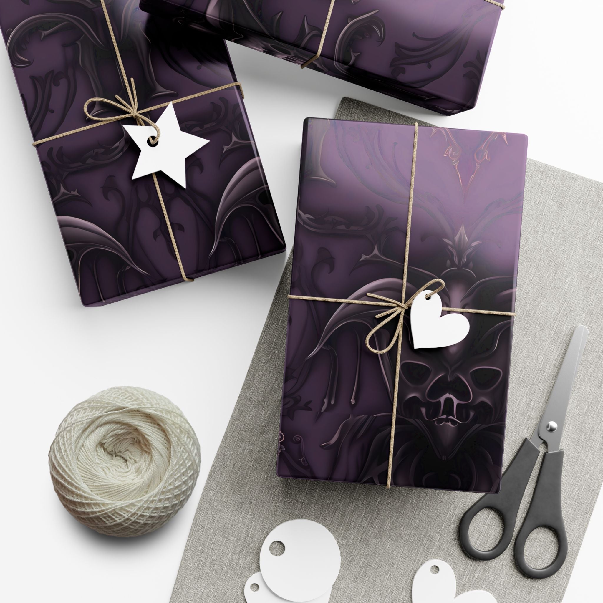 Dark Purple Baroque Pattern Gift Wrap Paper | Wrapping Paper Roll