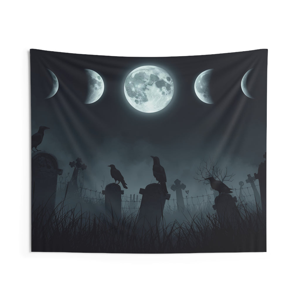 Dark Raven Moon Wall Tapestry | Gothic & Witchy Wall Decor