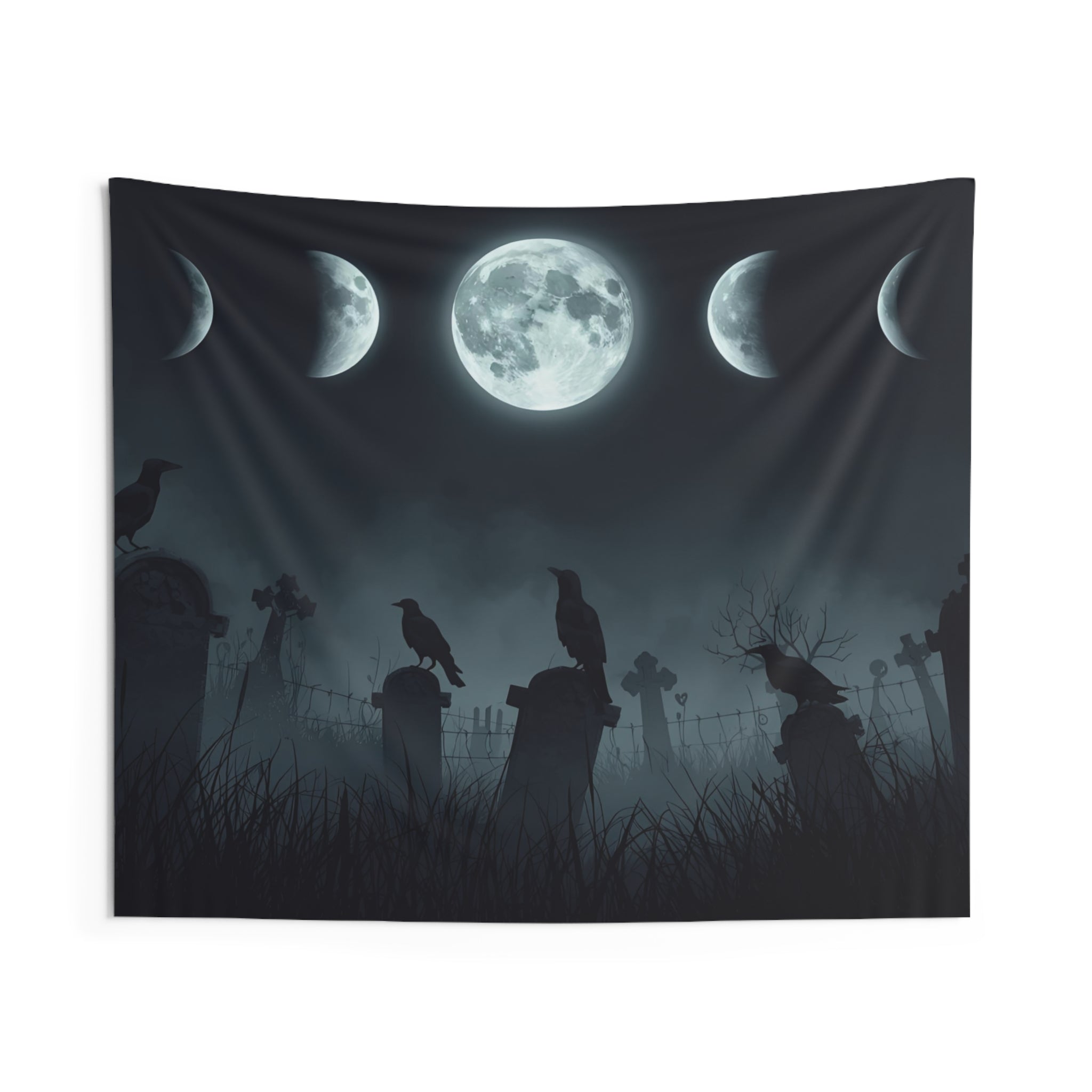 Dark Raven Moon Wall Tapestry | Gothic & Witchy Wall Decor