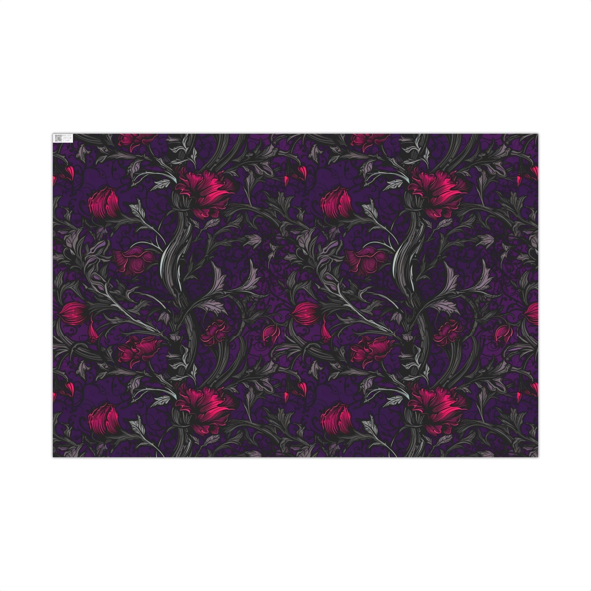 Dark Purple Botanical Wrapping Paper | Gothic Floral Gift Wrap