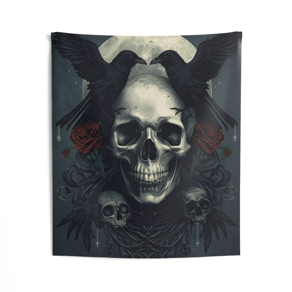 Dark Gothic Skull Wall Tapestry – Dark Wall Art – Witchy Home Decor