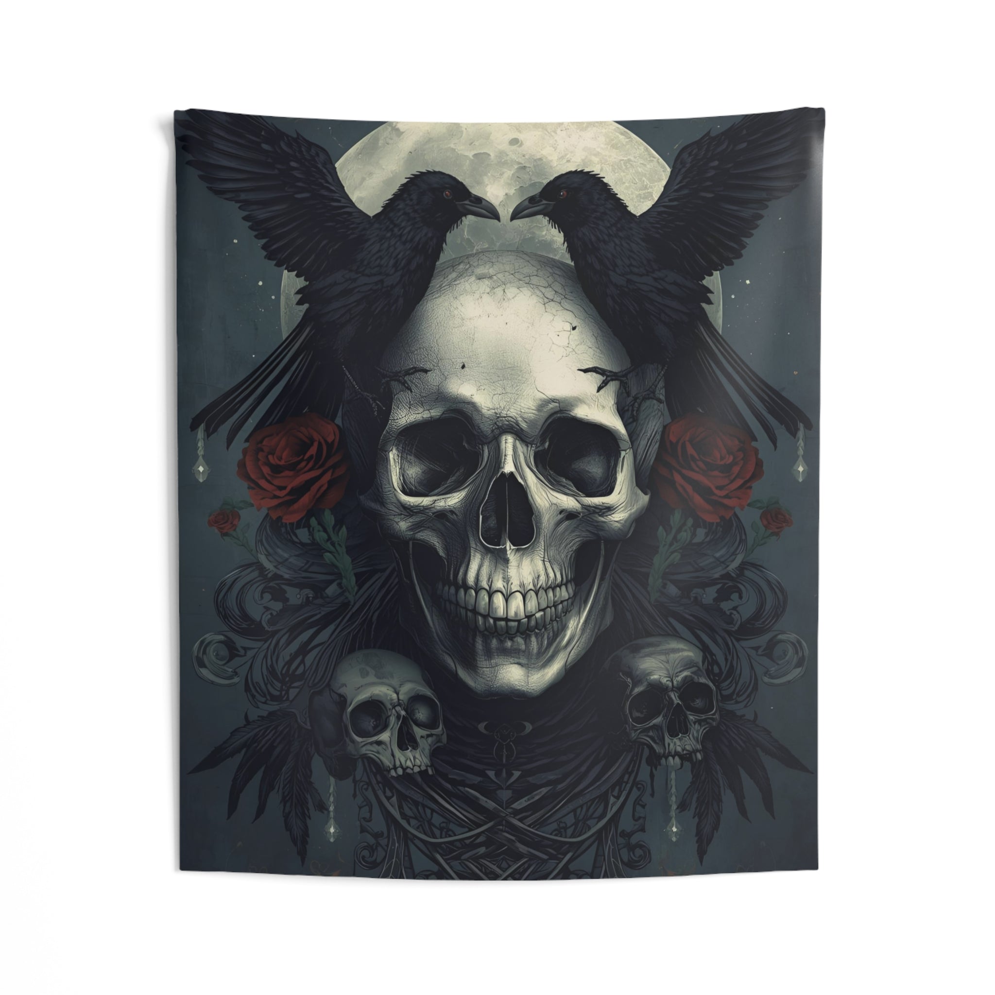 Dark Gothic Skull Wall Tapestry – Dark Wall Art – Witchy Home Decor