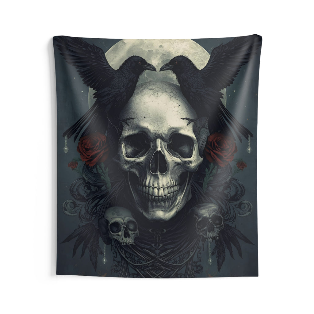 Dark Gothic Skull Wall Tapestry – Dark Wall Art – Witchy Home Decor