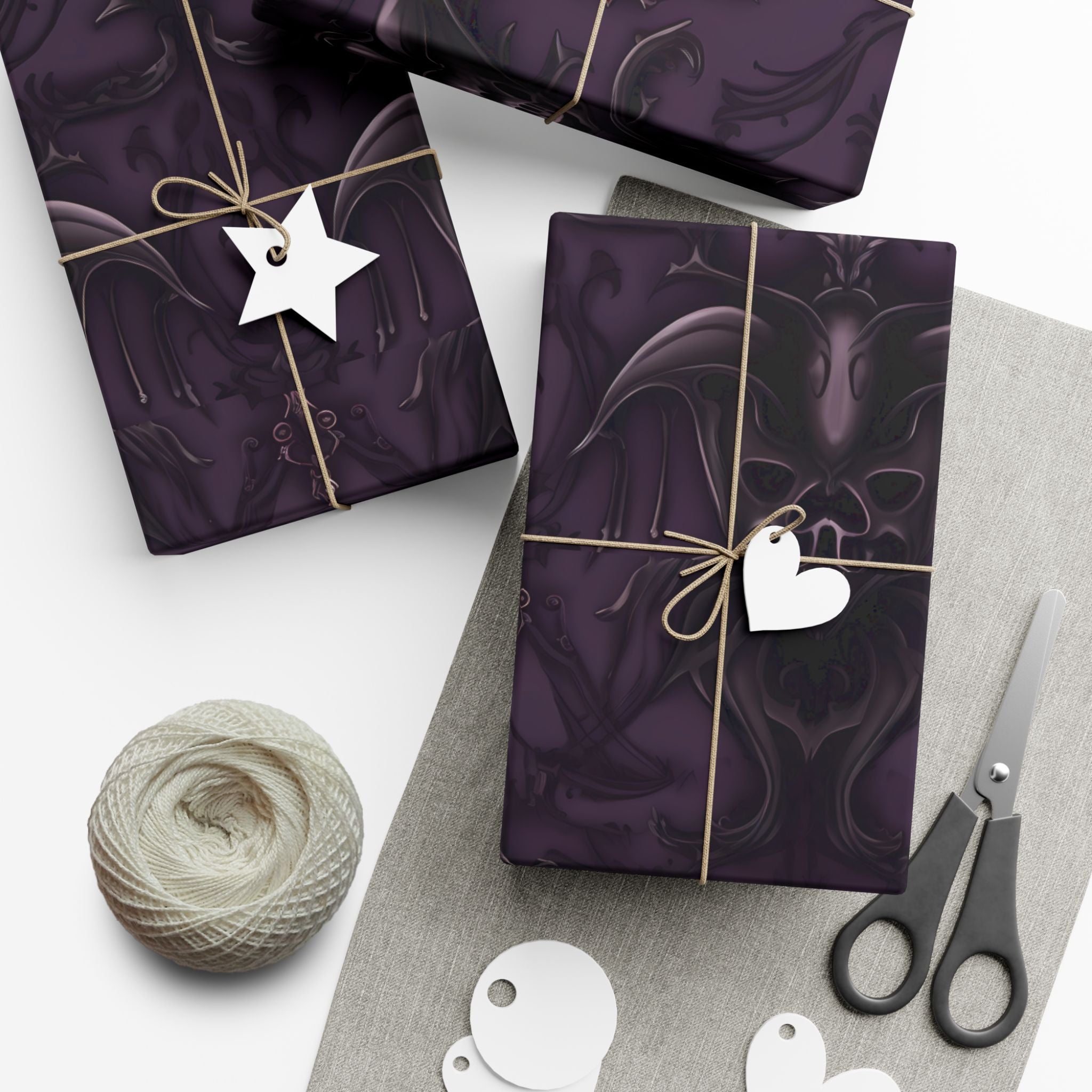 Dark Purple Baroque Pattern Gift Wrap Paper | Wrapping Paper Roll