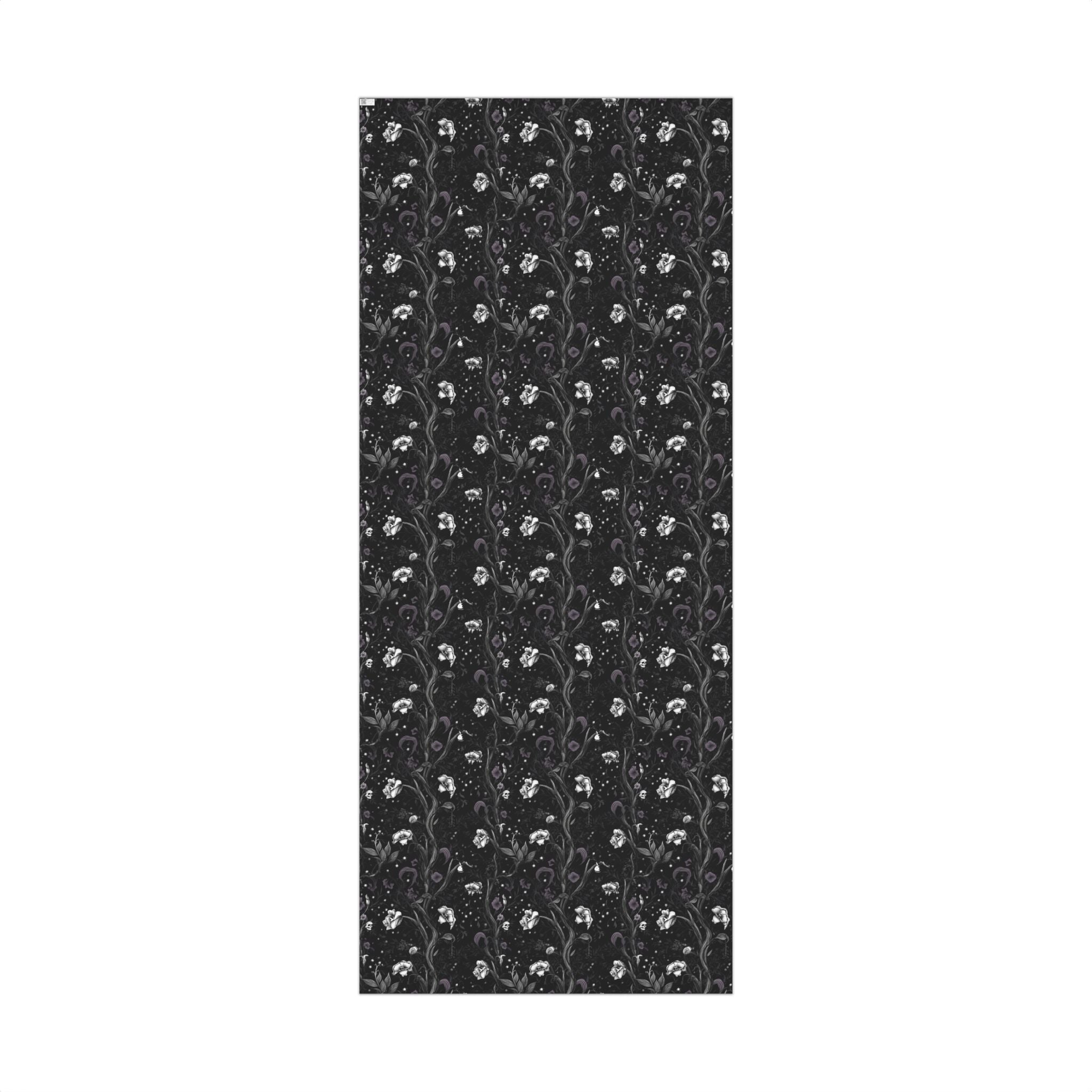 Dark Floral Pattern Gift Wrap Paper | Black Botanical Wrapping Paper