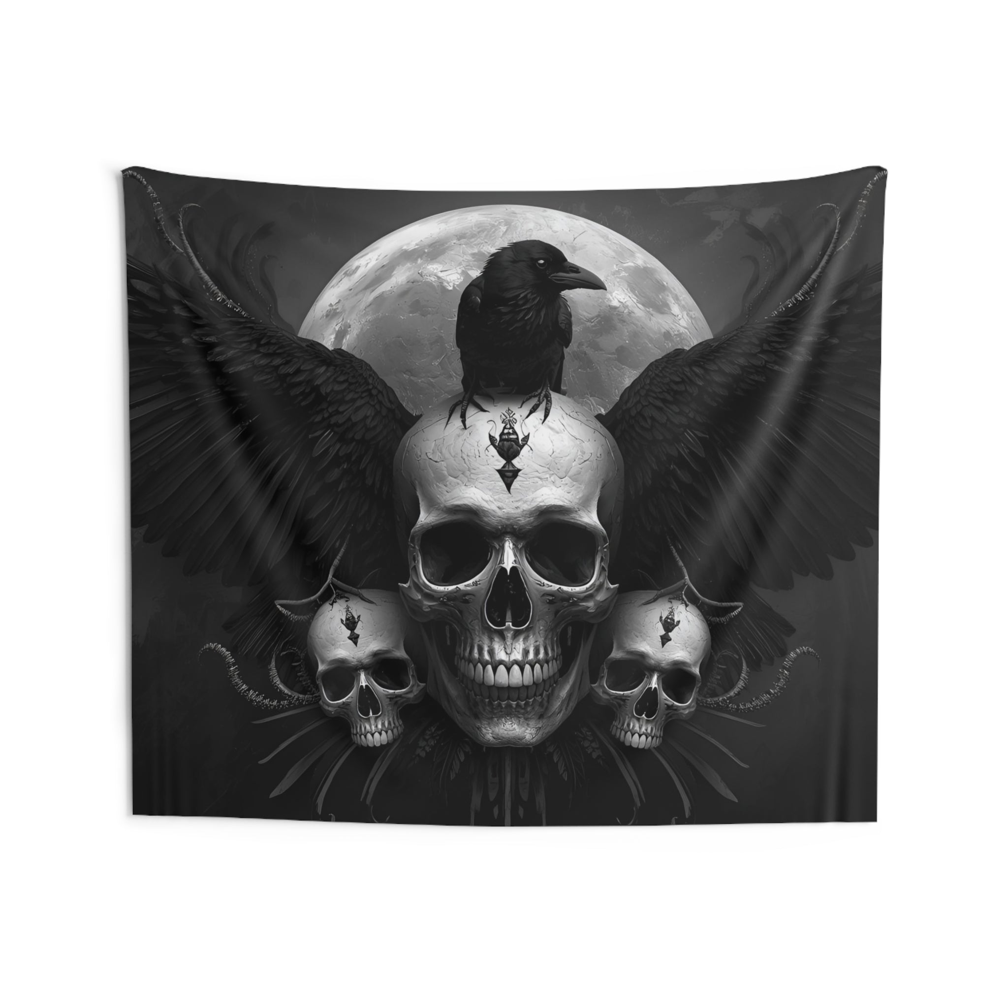 Gothic Skull Moon Wall Tapestry – Dark Witchy Wall Decor for Gothic & Alternative Homes