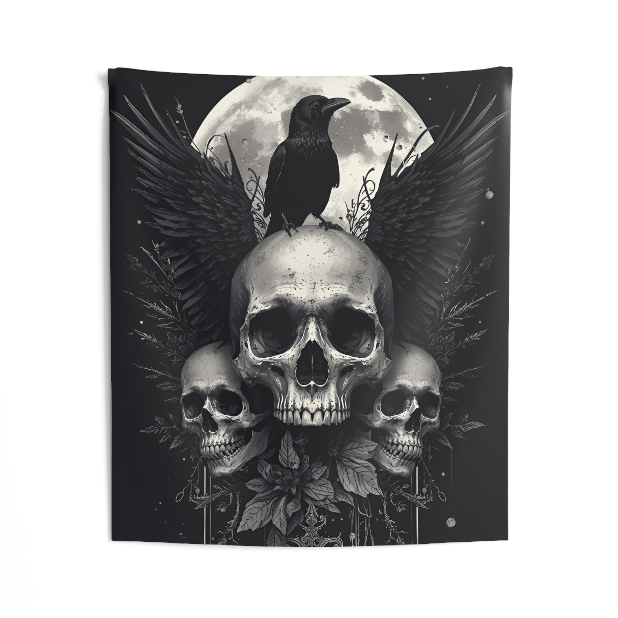Skull Moon Gothic Wall Tapestry for Witchy & Dark Interiors