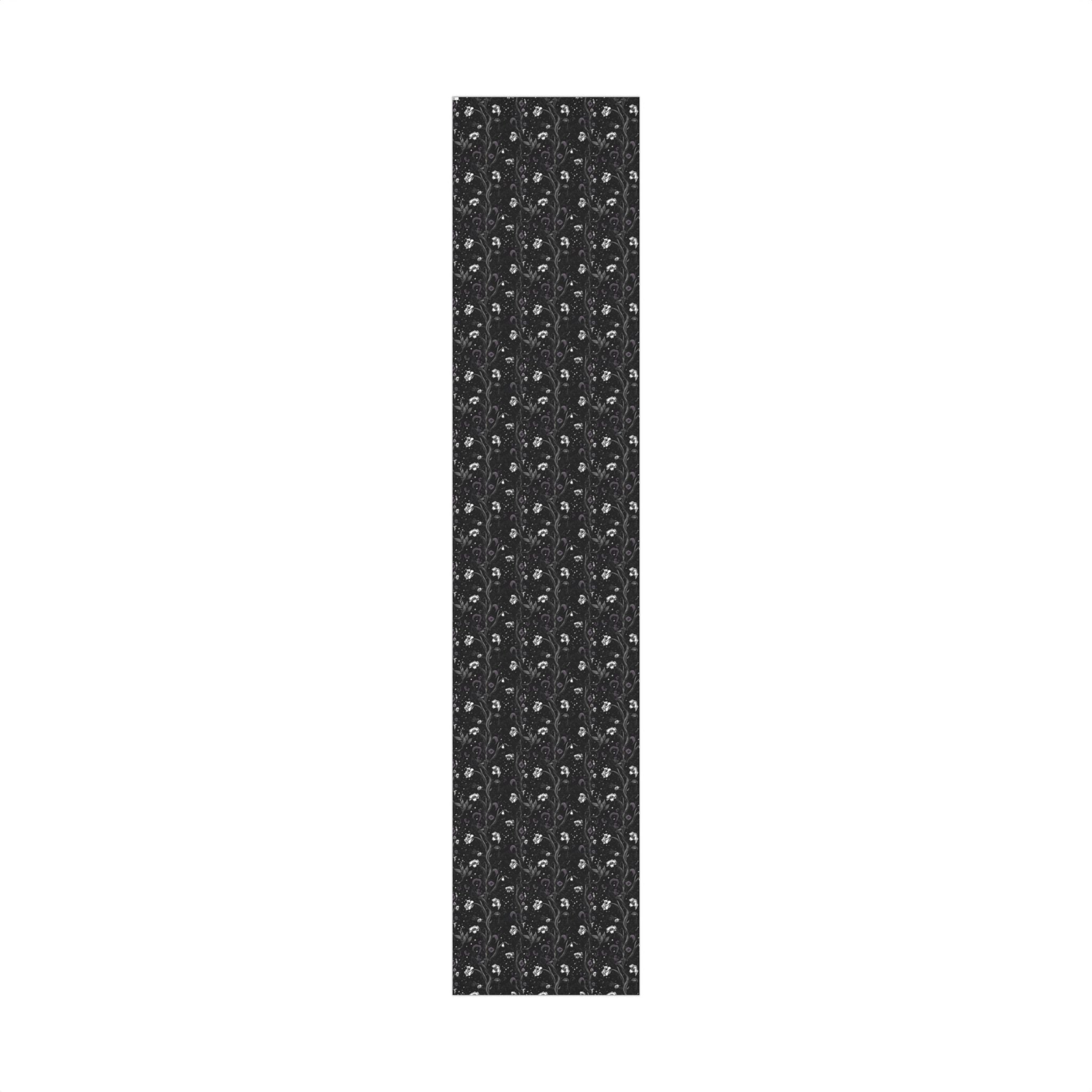 Dark Floral Pattern Gift Wrap Paper | Black Botanical Wrapping Paper