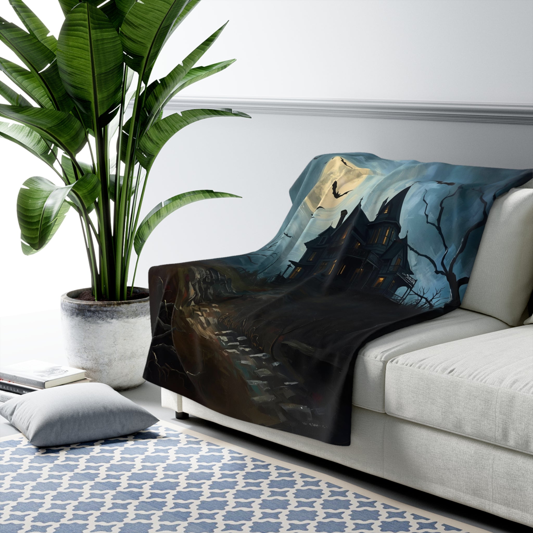 🖤 Sherpa Fleece Blanket — Gothic Cozy Throw | Ultra-Soft Plush Blanket for Bedroom & Living Room | Images