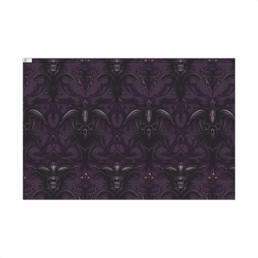 Dark Purple Baroque Pattern Gift Wrap Paper | Wrapping Paper Roll