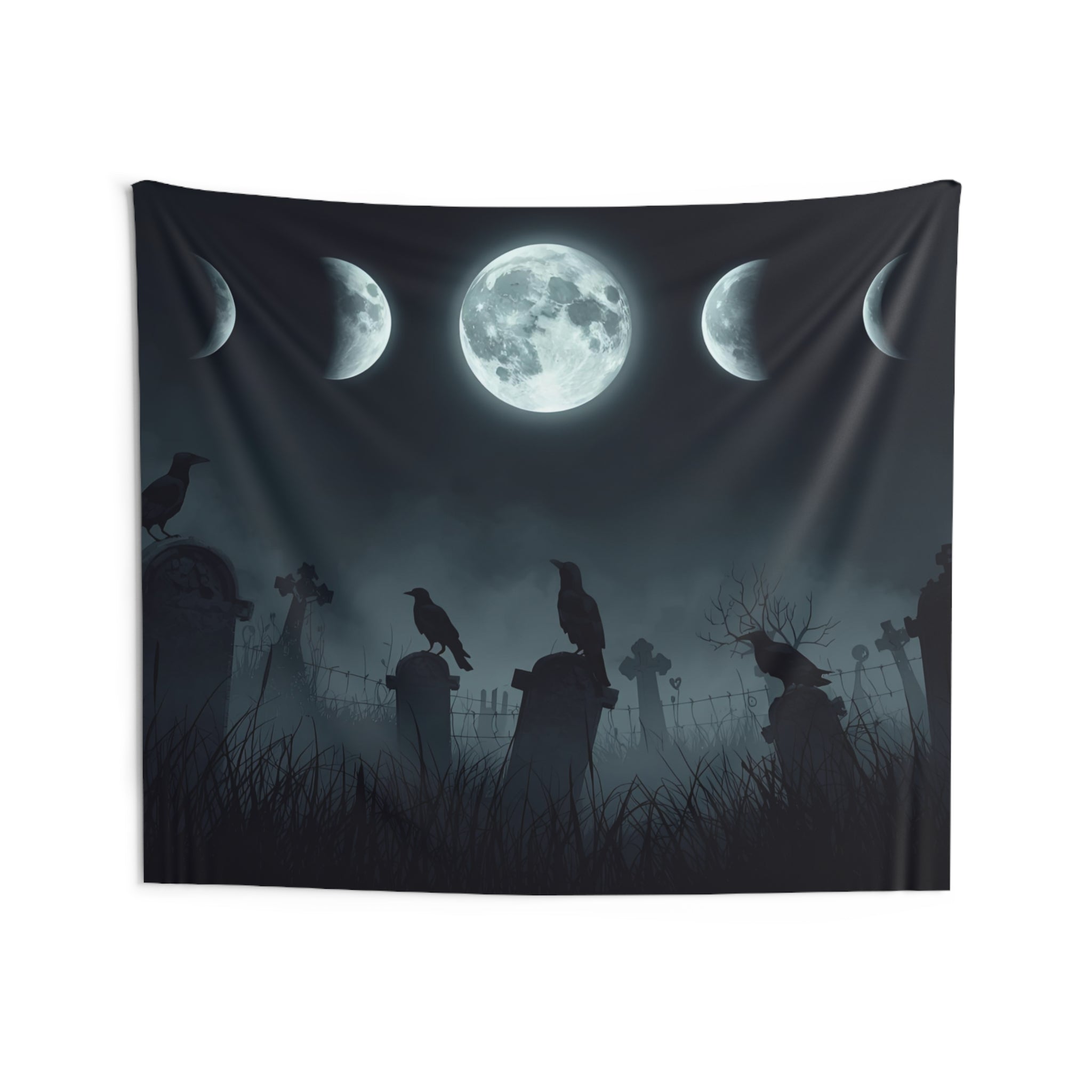 Dark Raven Moon Wall Tapestry | Gothic & Witchy Wall Decor