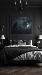 Raven Moon Gothic Wall Tapestry – Dark Witchy Wall Decor for Gothic & Dark Academia Rooms
