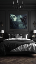 Mystical Raven Moon Wall Tapestry | Dark Aesthetic Decor, Boho Wall Art, Halloween, Gothic Home Decor, Moonlit Night