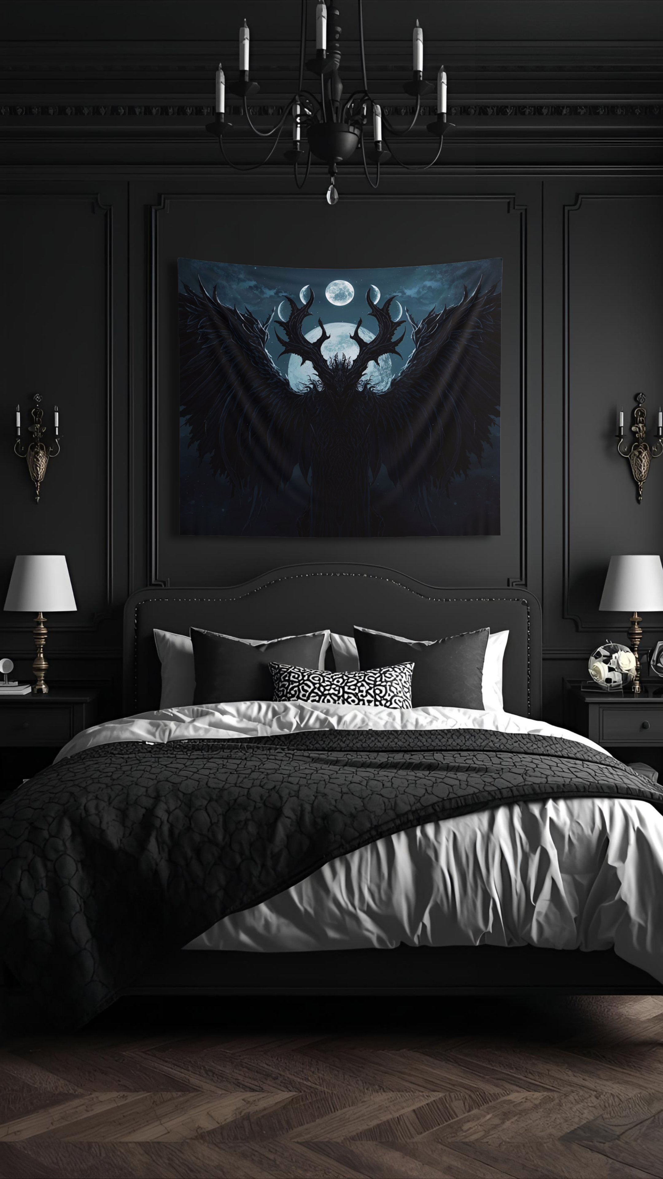 Occult Moon Wall Tapestry – Gothic Witchy Wall Decor for Dark & Mystical Interiors