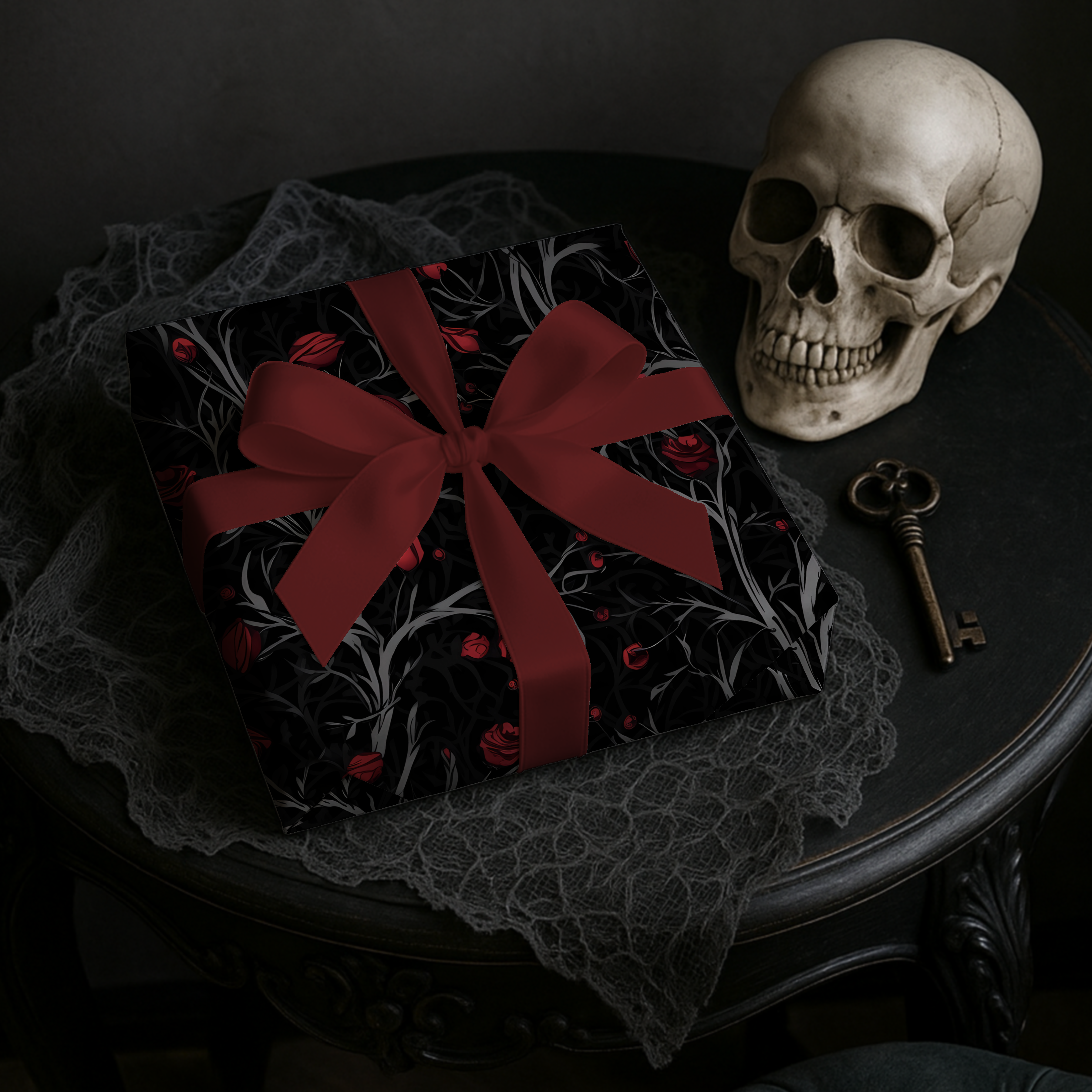 Red and Black Damask Gift Wrap Papers | Decorative Wrapping Paper Roll