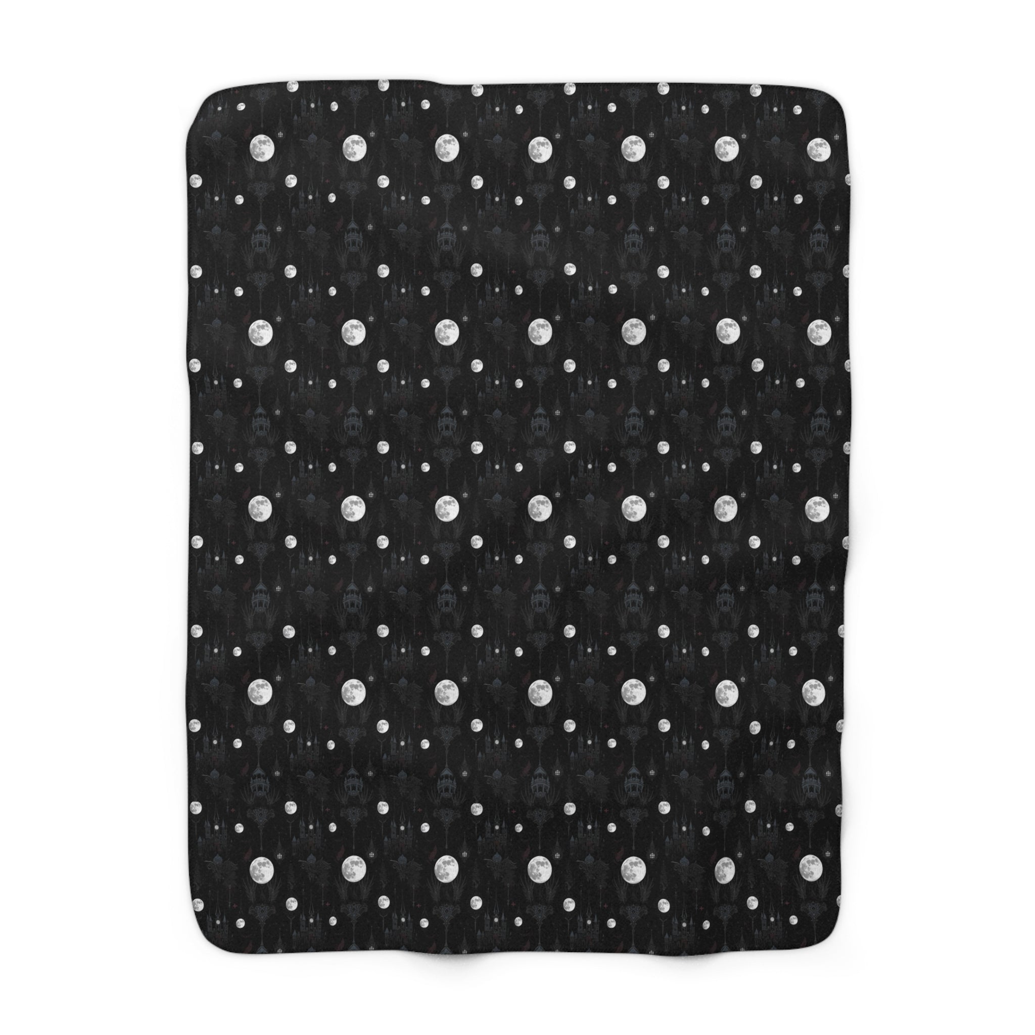 Celestial Moon Sherpa Fleece Blanket – Witchy Gothic Moon Throw | Dark Aesthetic Night Sky Decor