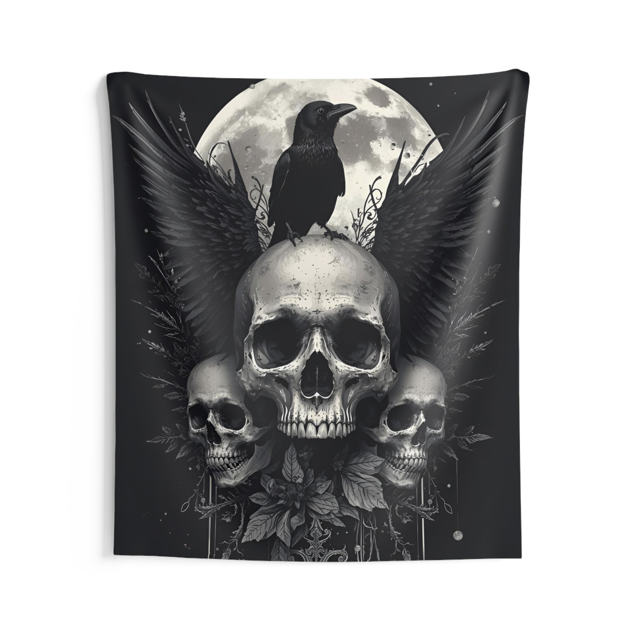 Skull Moon Gothic Wall Tapestry for Witchy & Dark Interiors