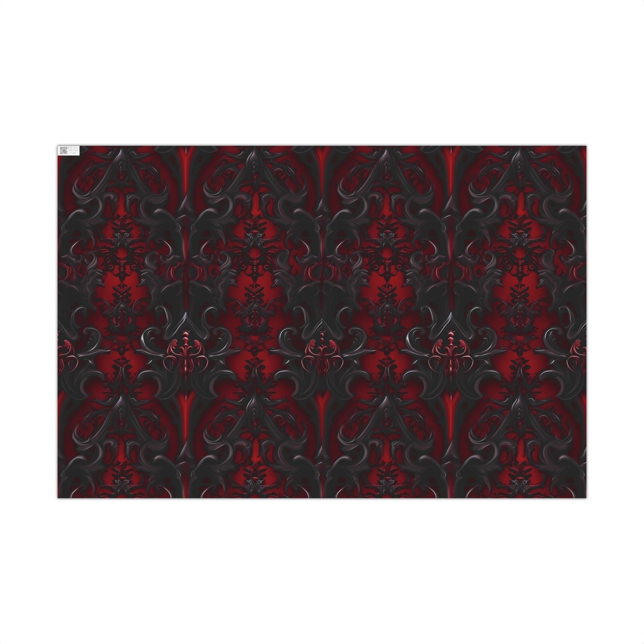 Red Black Baroque Damask Gift Wrap Paper | Elegant Victorian Wrapping Paper