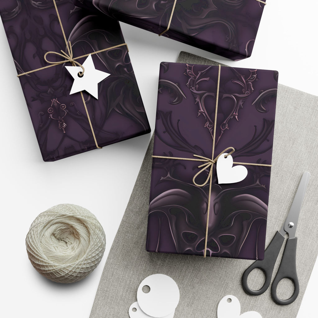 Dark Purple Baroque Pattern Gift Wrap Paper | Wrapping Paper Roll