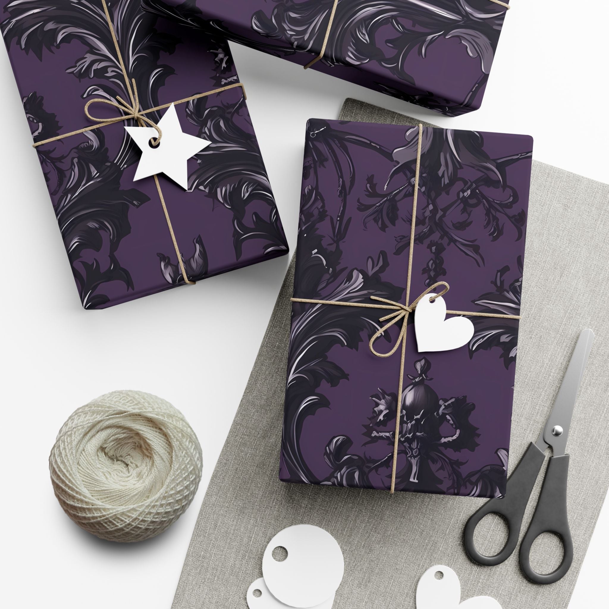 Purple Gothic Damask Gift Wrap | Victorian-Inspired Elegant Wrapping Paper