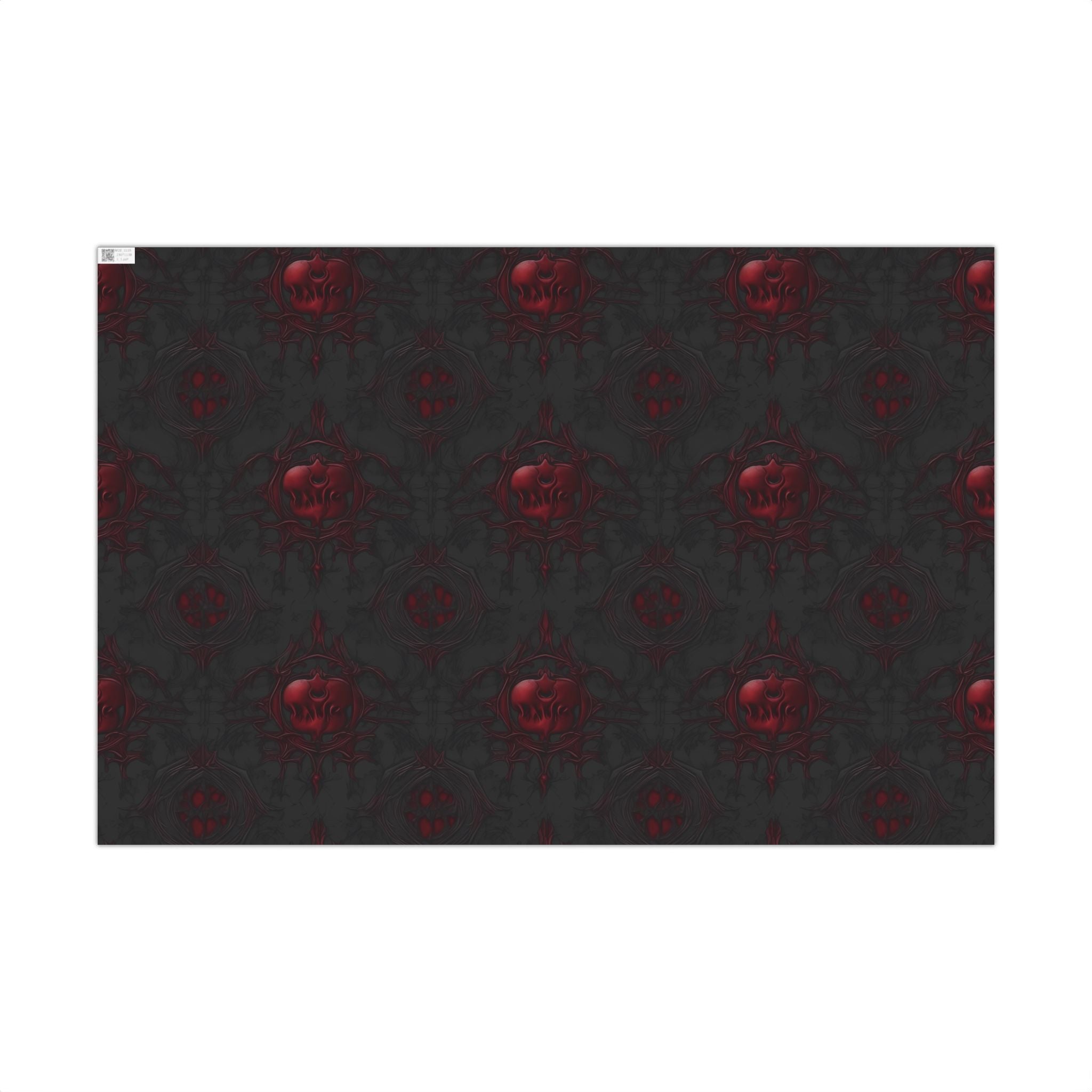 Dark Red Skull Pattern Wrapping Paper | Gothic Gift Wrap