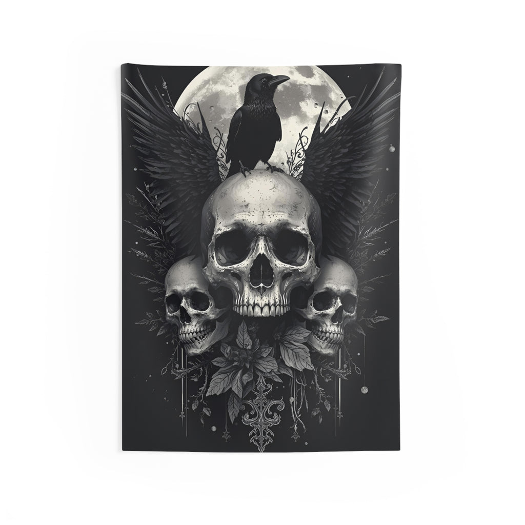 Skull Moon Gothic Wall Tapestry for Witchy & Dark Interiors