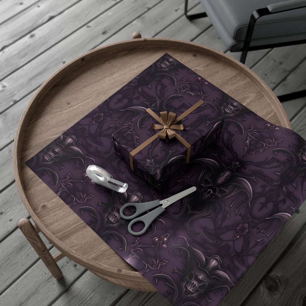 Dark Purple Baroque Pattern Gift Wrap Paper | Wrapping Paper Roll