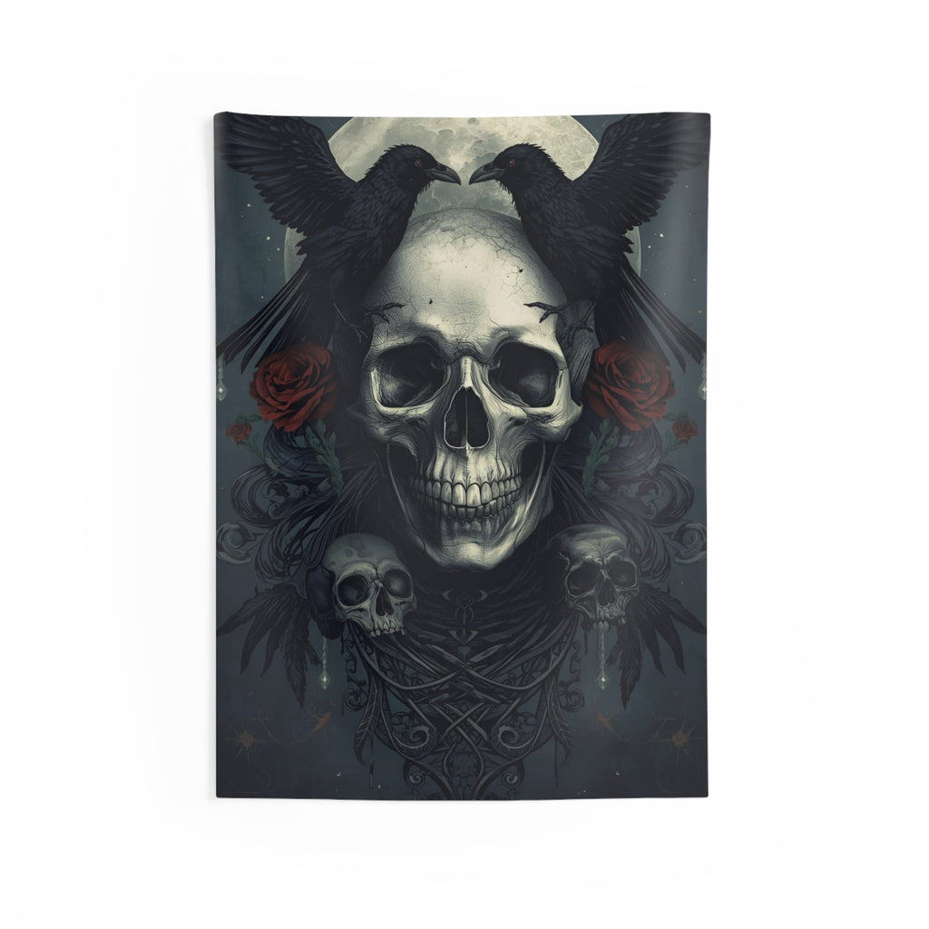 Dark Gothic Skull Wall Tapestry – Dark Wall Art – Witchy Home Decor