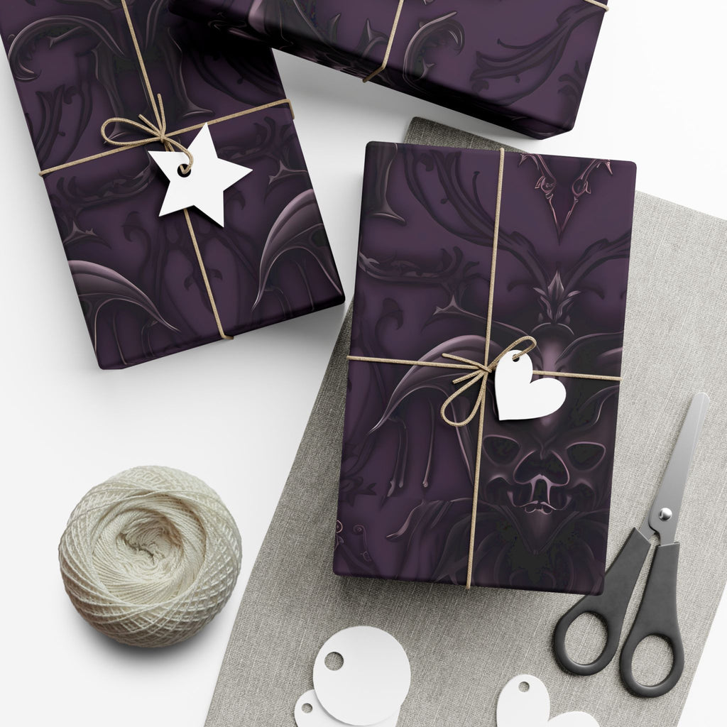 Dark Purple Baroque Pattern Gift Wrap Paper | Wrapping Paper Roll