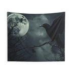 Mystical Raven Moon Wall Tapestry | Dark Aesthetic Decor, Boho Wall Art, Halloween, Gothic Home Decor, Moonlit Night